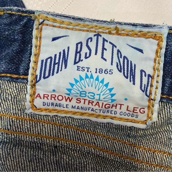 John B Stetson Womens Western Dark Denim Extra Long Straight Leg Jeans EUCSize 2 - Picture 10 of 12